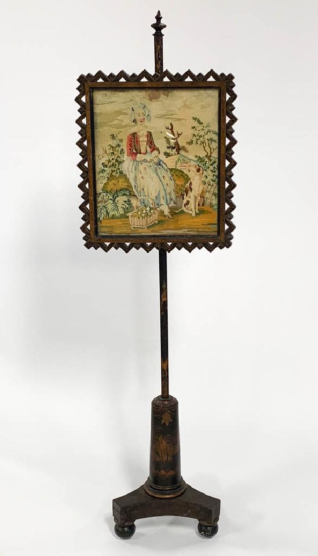 AMERICAN CHINOISERIE NEEDLEWORK POLE / FIRE SCREEN (1 of 4)