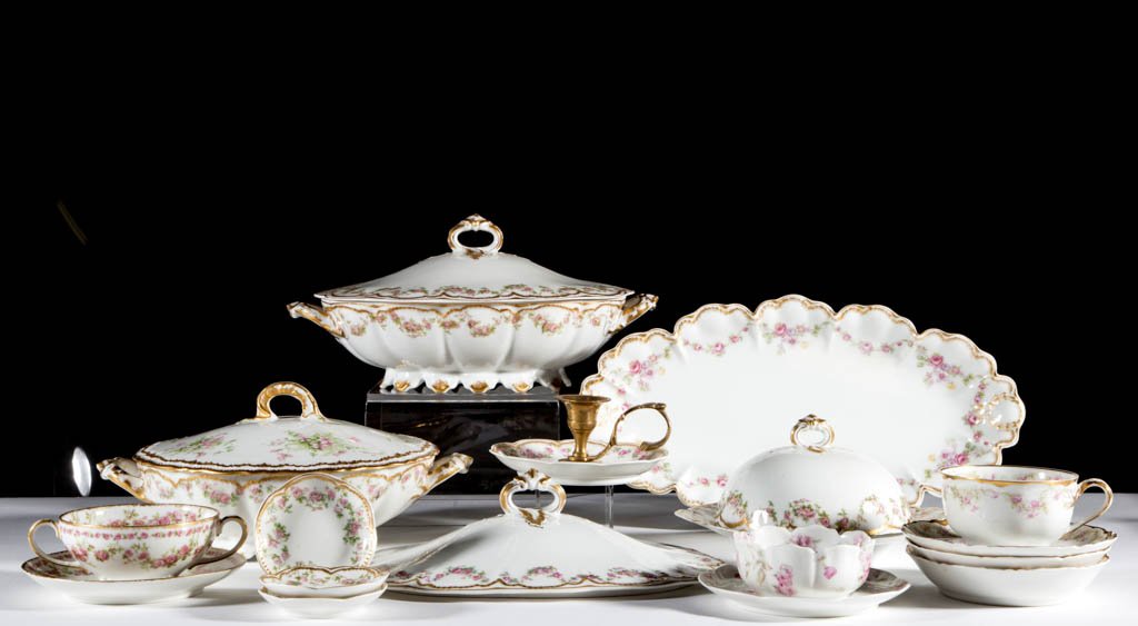 FRENCH LIMOGES POLYCHROME FLORAL MOTIF PORCELAIN (1 of 1)