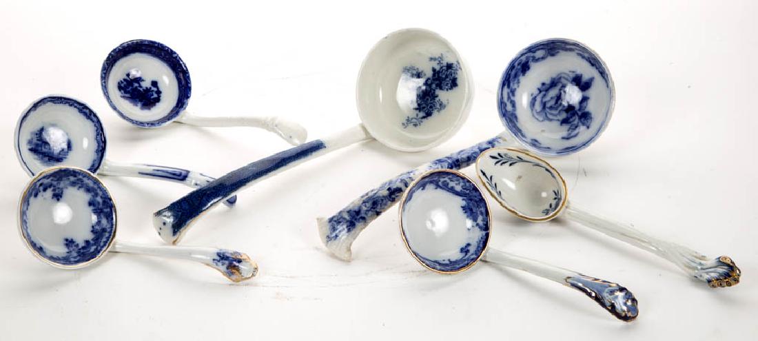 ENGLISH FLOW BLUE, TRANSFER-PRINTED LADLES, LOT OF (1 of 1)