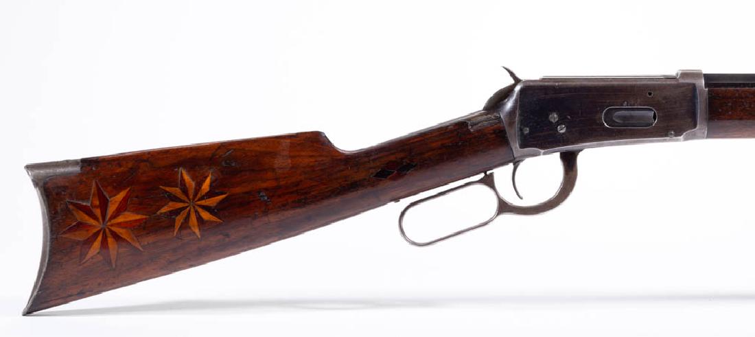 WINCHESTER MODEL 1894 SPORTING RIFLE: WINCHESTER MODEL 1894 SPORTING RIFLE, cal 30 W.C.F., octagon barrel marked "MANUFACTURED BY THE / WINCHESTER REPEATING ARMS CO. NEW HAVEN, CONN. U.S.A." to top and "30 W.C.F." near breach, tang marked