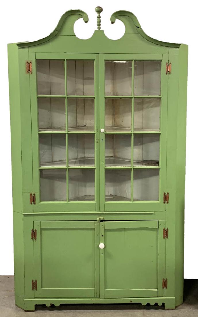 PAINTED SOUTHERN WALNUT CORNER CUPBOARD (1 of 3)