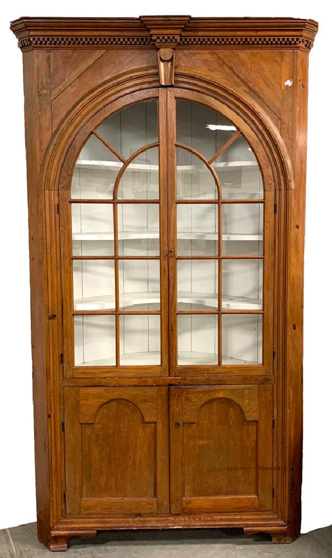 MID-ATLANTIC MIXED-WOOD CORNER CUPBOARD (1 of 4)