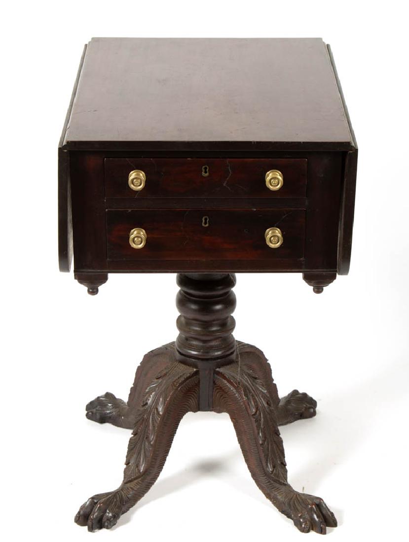 AMERICAN CLASSICAL CARVED MAGHOGANY WORK TABLE (1 of 4)