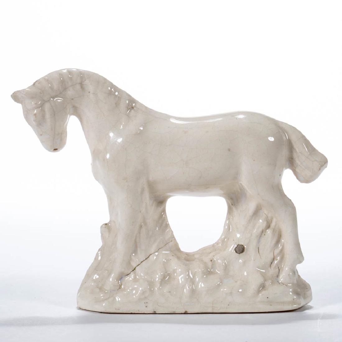 ENGLISH CREAMWARE CERAMIC HORSE FIGURE (1 of 5)