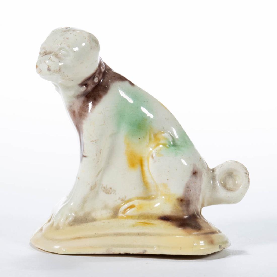 ENGLISH STAFFORDSHIRE CREAMWARE CERAMIC BULL TERRIER / (1 of 5)