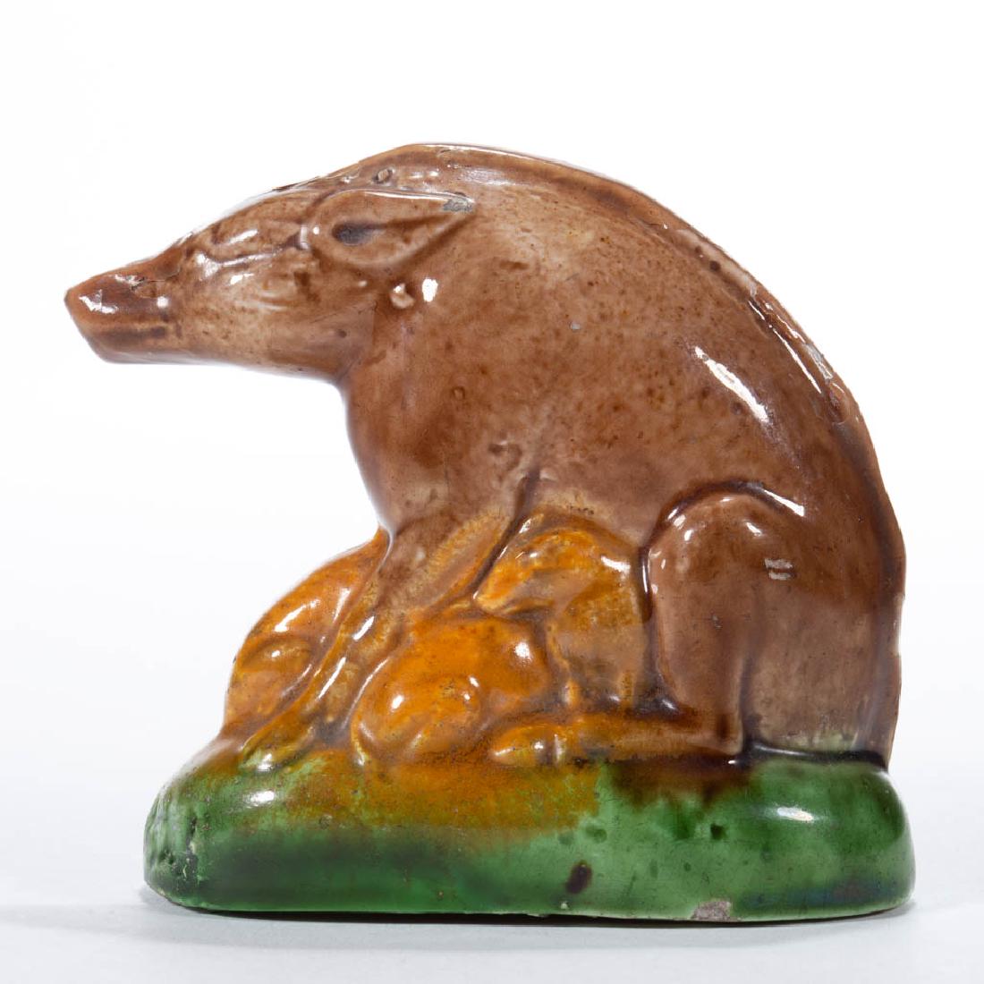 ENGLISH STAFFORDSHIRE PRATTWARE CERAMIC BOAR WITH (1 of 5)