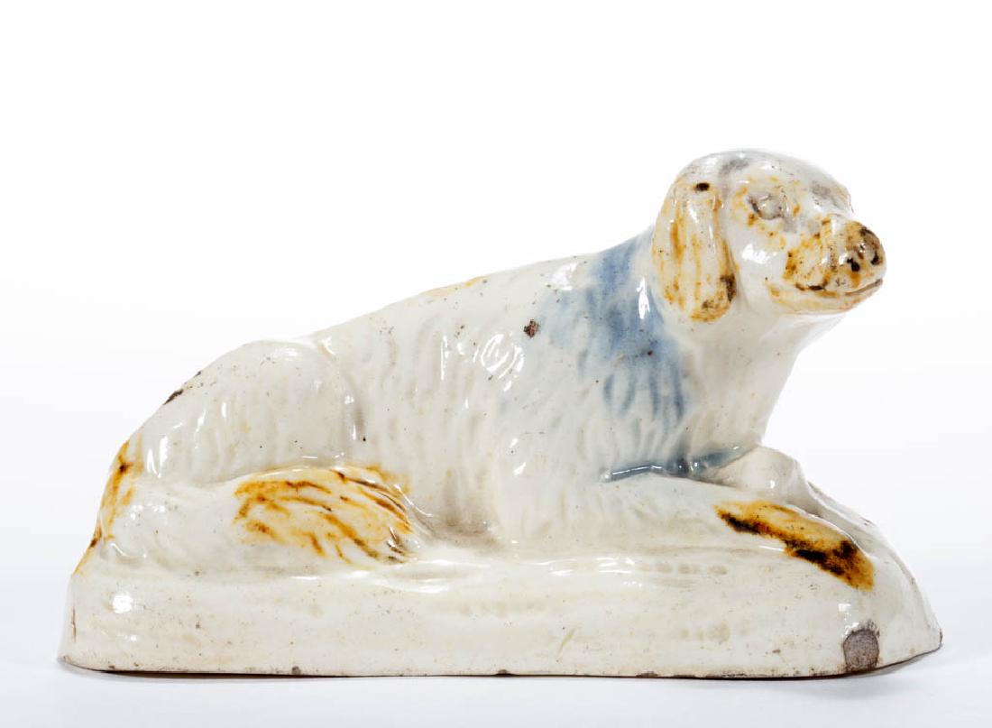 ENGLISH STAFFORDSHIRE CREAMWARE CERAMIC SETTER / DOG (1 of 5)