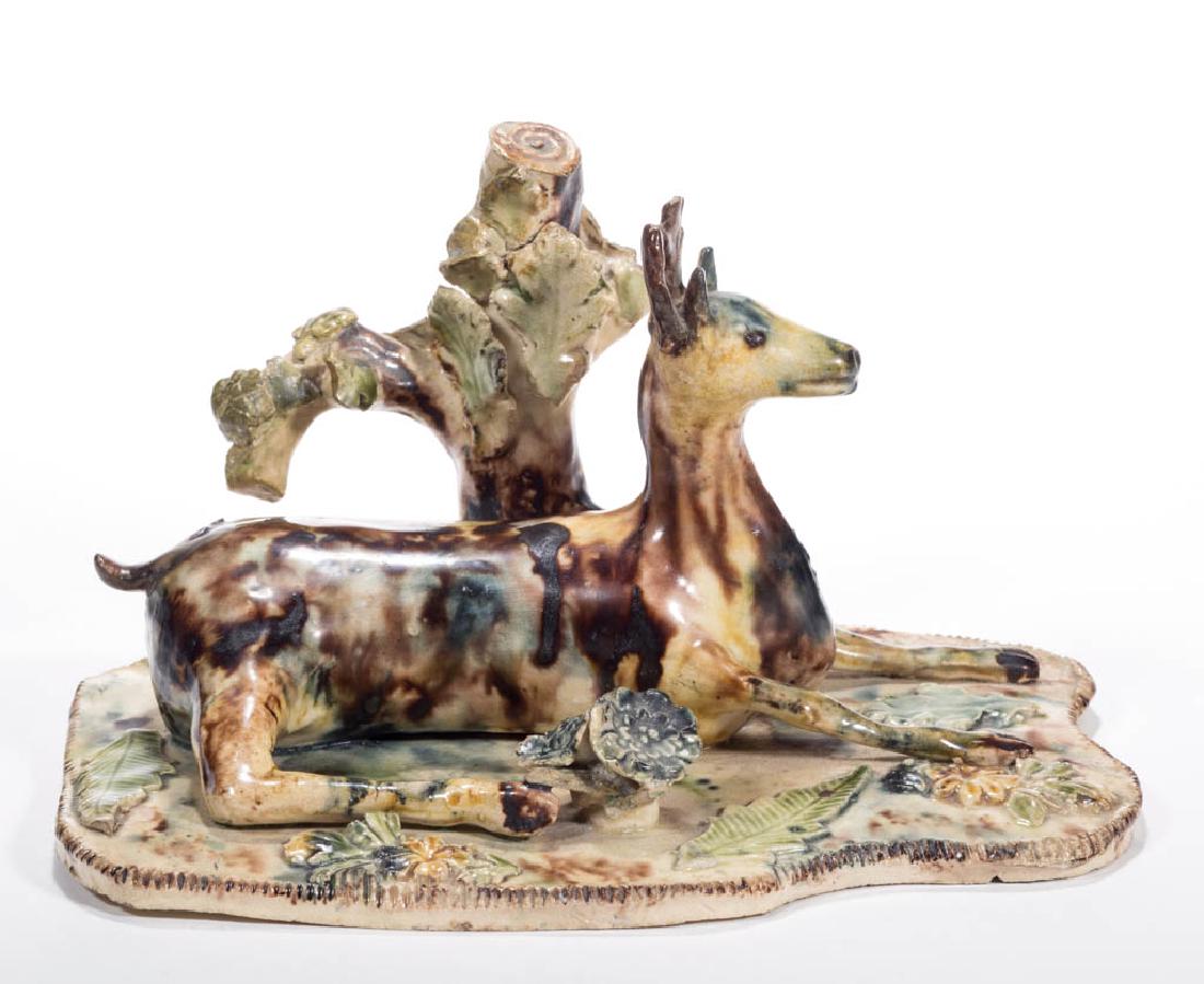 ENGLISH STAFFORDSHIRE TORTOISESHELL CERAMIC DEER AND (1 of 5)