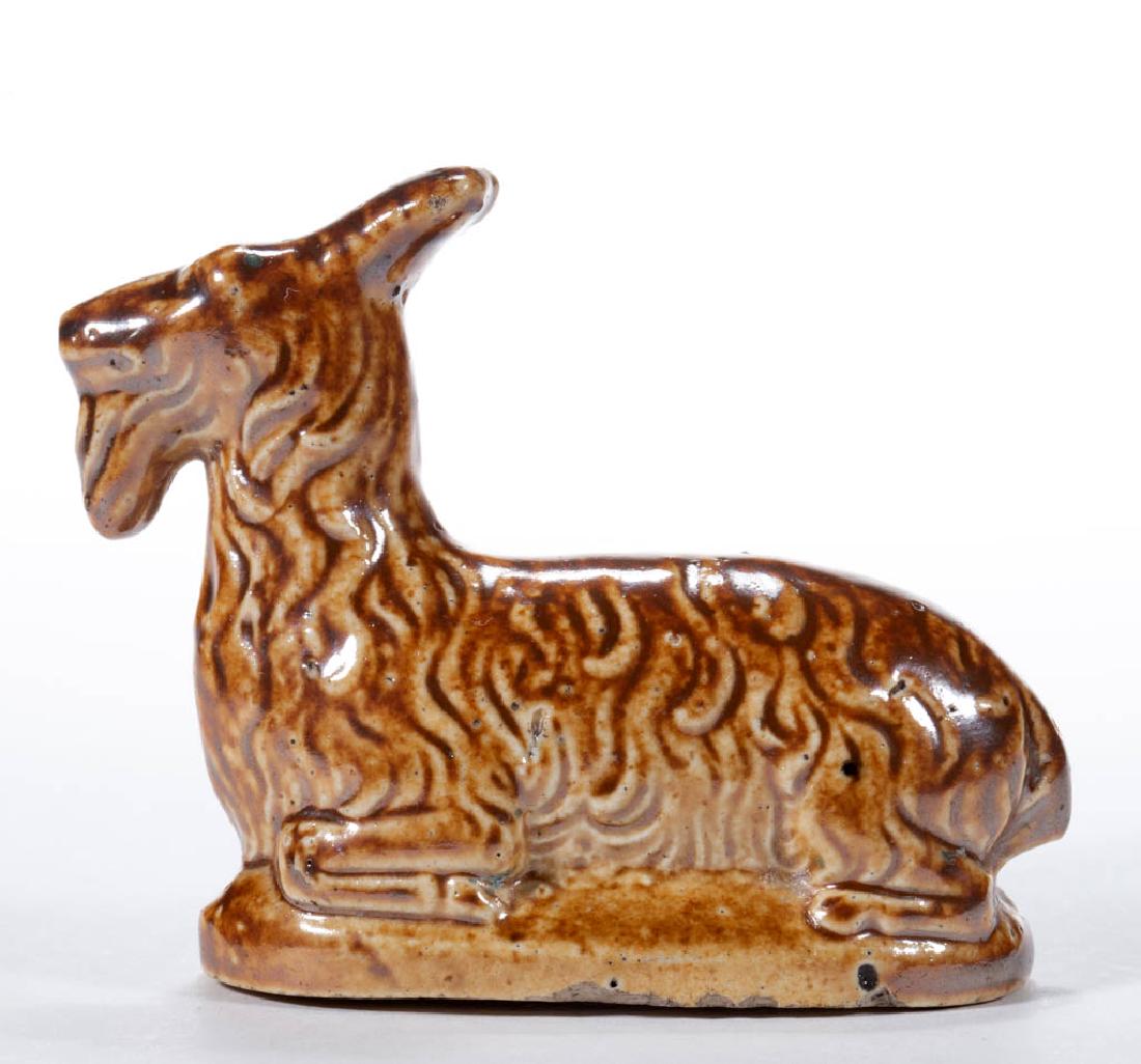 ENGLISH BROWN STONEWARE CERAMIC GOAT FIGURE (1 of 5)