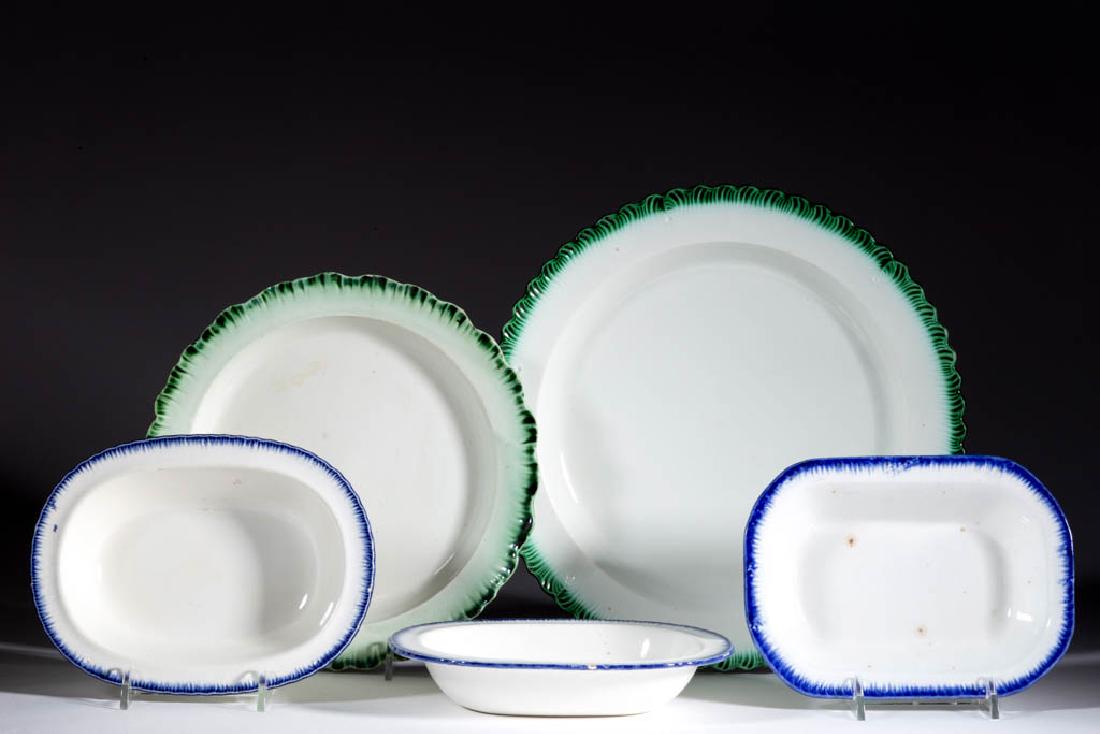 ENGLISH MOLDED EDGE CERAMIC ARTICLES, LOT OF FIVE (1 of 1)