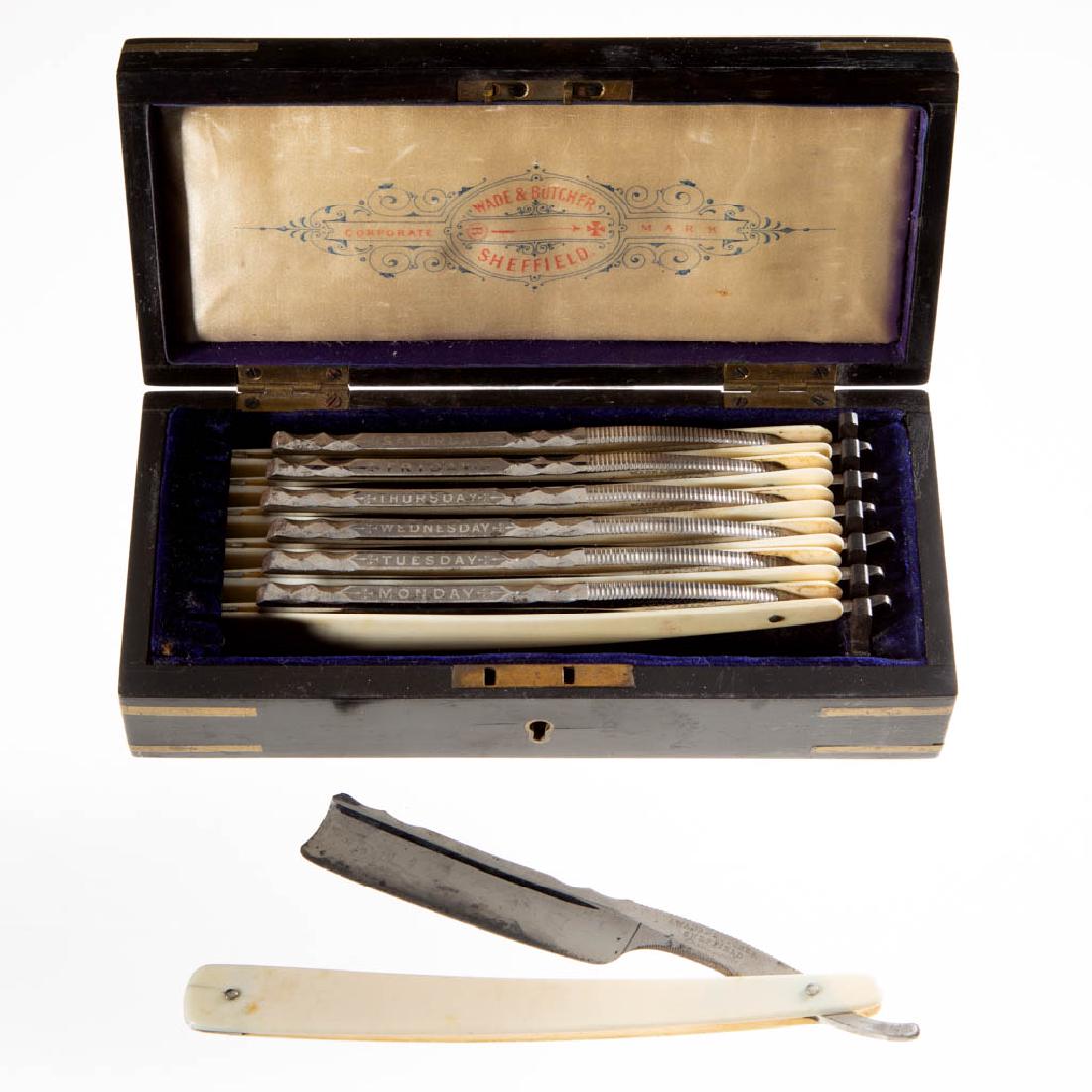 ENGLISH CASED SEVENDAY STRAIGHT RAZOR SET