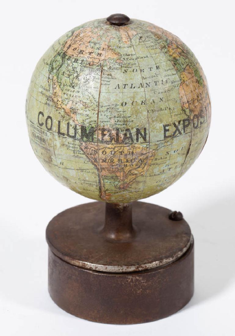 1892 / 1893 CHICAGO WORLD'S COLUMBIAN EXPOSITION /: 1892 / 1893 CHICAGO WORLD'S COLUMBIAN EXPOSITION / WORLD'S FAIR SOUVENIR GLOBE / PENCIL SHARPENER, marked "J. SCHEDLER'S TERRESTRIAL GLOBE" and lettered "WORLD'S COLUMBIAN EXPOSITION, CHICAGO, ILL. 18
