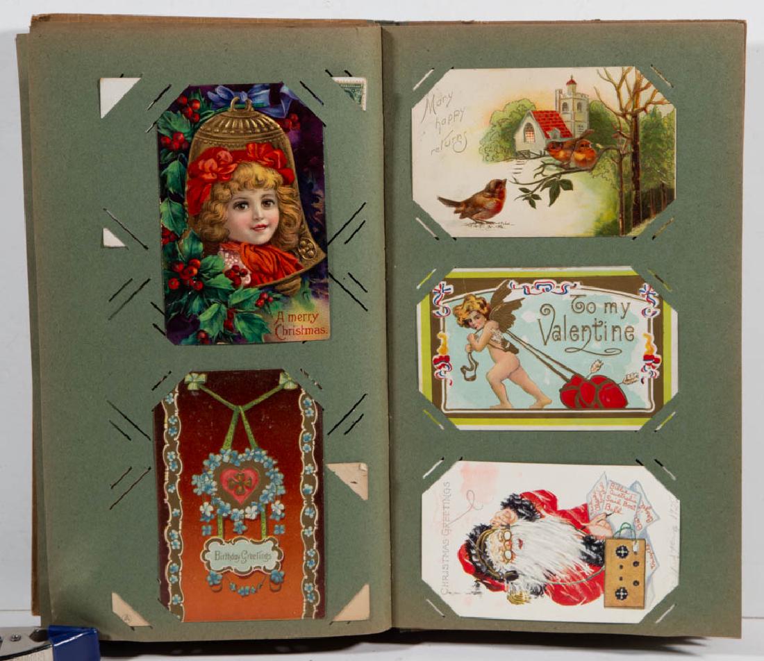 GERMAN POST CARDS ALBUM: GERMAN POST CARDS ALBUM, having an Art Nouveau-style design to front, enclosing several pages of post card holders. Printed "GERMANY" mark to exterior. Together with an uncounted amount of post cards