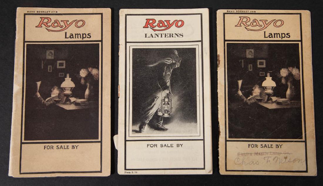 RAYO LANTERNS / LAMPS PROMOTIONAL BOOKLETS, LOT OF: RAYO LANTERNS / LAMPS PROMOTIONAL BOOKLETS, LOT OF THREE, comprising "Form R-700", "Booklet 25-S" and "Booklet 27-S", some color pages, each with illustrated pictures, including railroad lanterns. Ori