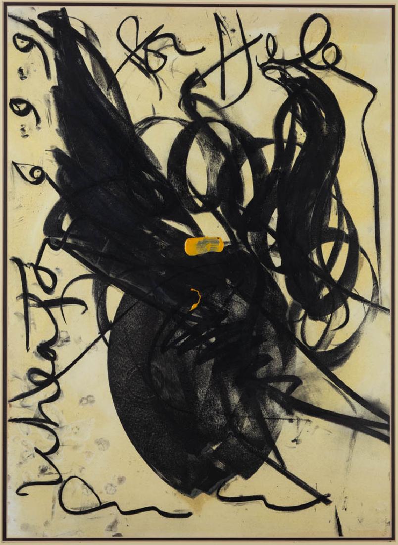 DALE CHIHULY (AMERICAN, B. 1941) ORIGINAL ABSTRACT: DALE CHIHULY (AMERICAN, B. 1941) ORIGINAL ABSTRACT PAINTING, acrylic on paper, signed, inscribed, and dated "To Helen / Wheaton / 6 9 91", retaining original Wheaton Village craft show ticket stub whe