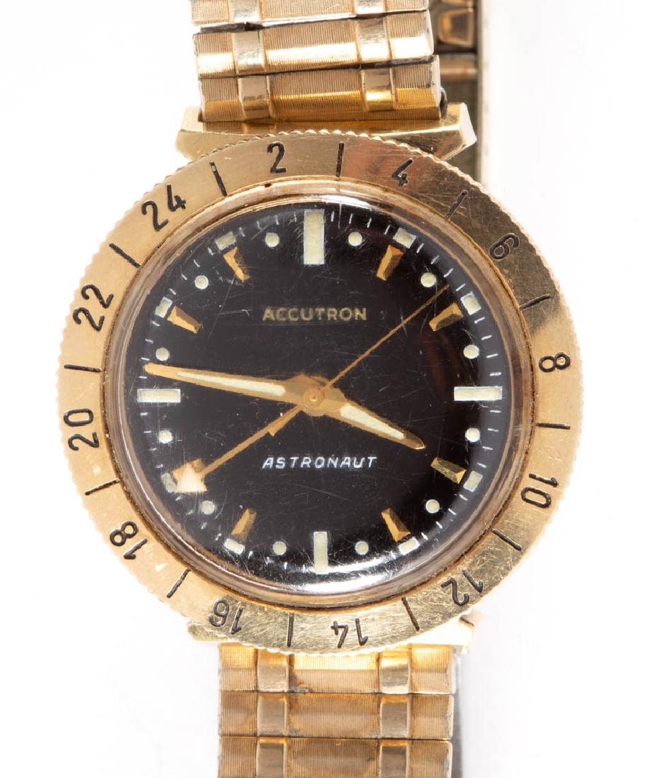 1969 BULOVA GOLD-FILLED ACCUTRON ASTRONAUT MAN'S WRIST: 1969 BULOVA GOLD-FILLED ACCUTRON ASTRONAUT MAN'S WRIST WATCH, having a 14K yellow gold bezel ring, gold-filled case, Kreisler bracelet with gold-filled top over stainless steel. "ACCUTRON / ASTRONAUT"