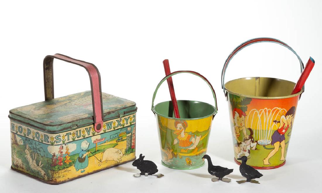 VINTAGE LITHOGRAPHED AND ENAMELED TIN TOYS AND (1 of 2)