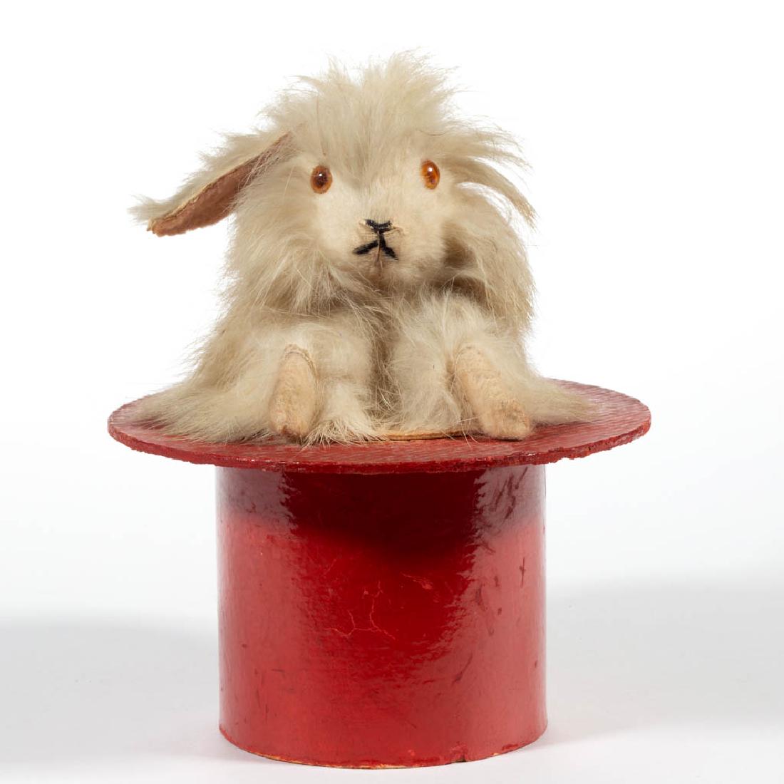 GERMAN CARDBOARD AND FUR RABBIT-IN-HAT CANDY CONTAINER (1 of 4)