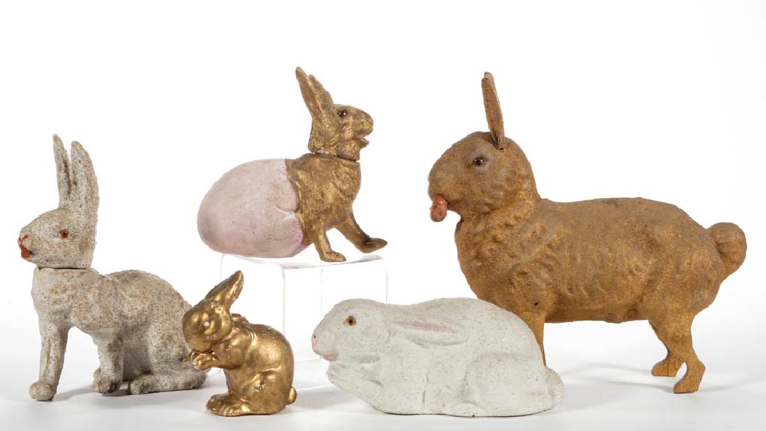 GERMAN RABBIT CANDY CONTAINERS, LOT OF FIVE (1 of 1)