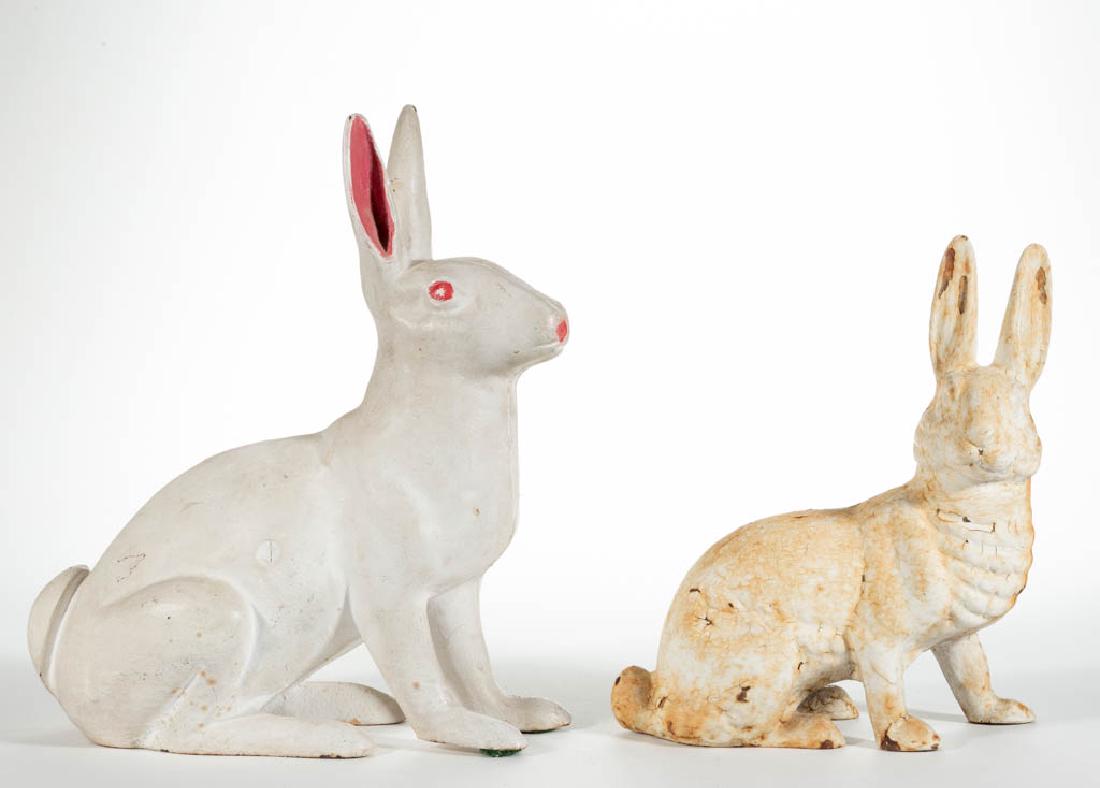 CAST-IRON FIGURAL RABBIT DOORSTOPS, LOT OF TWO (1 of 2)