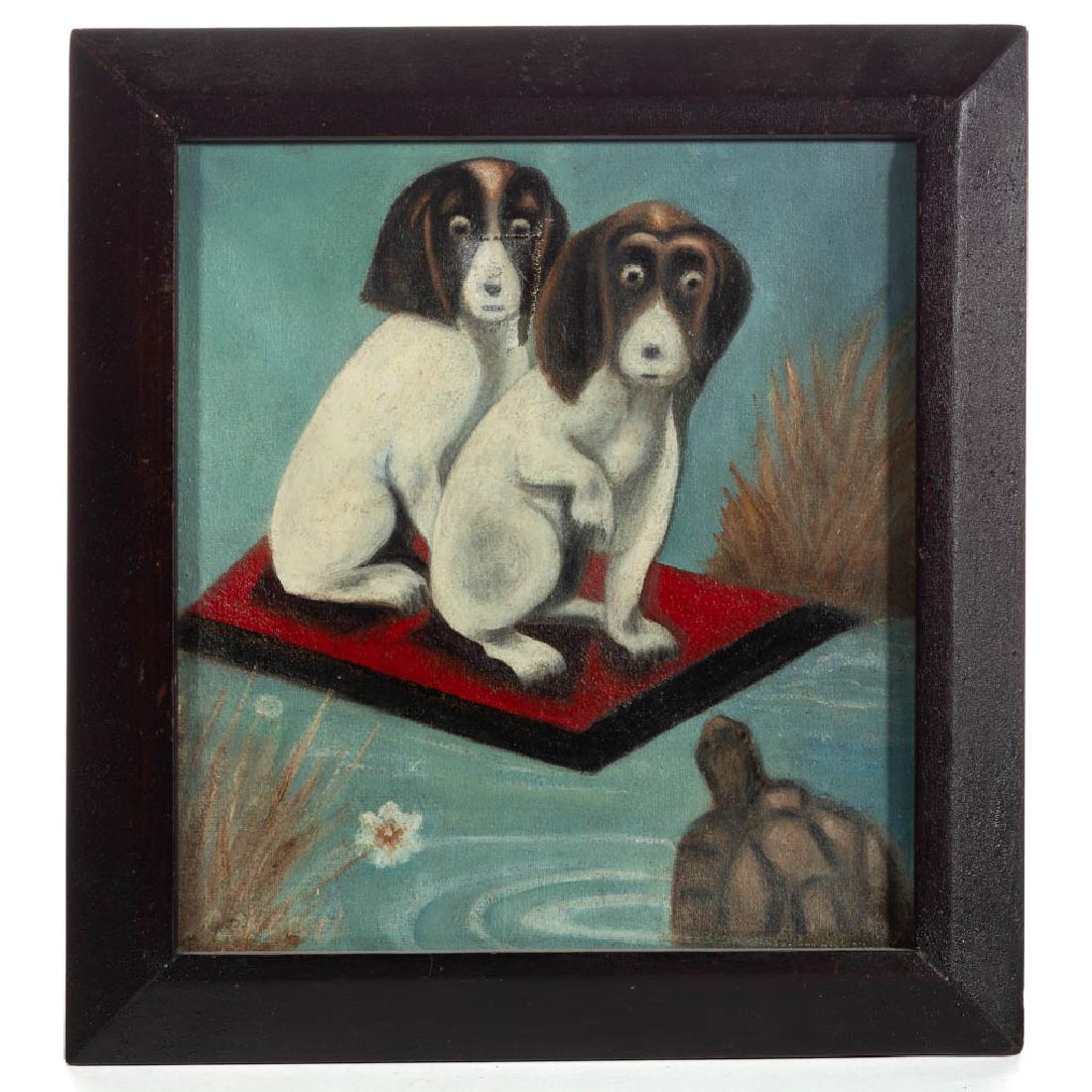 AMERICAN SCHOOL (20TH CENTURY) FOLK ART DOG PAINTING (1 of 1)
