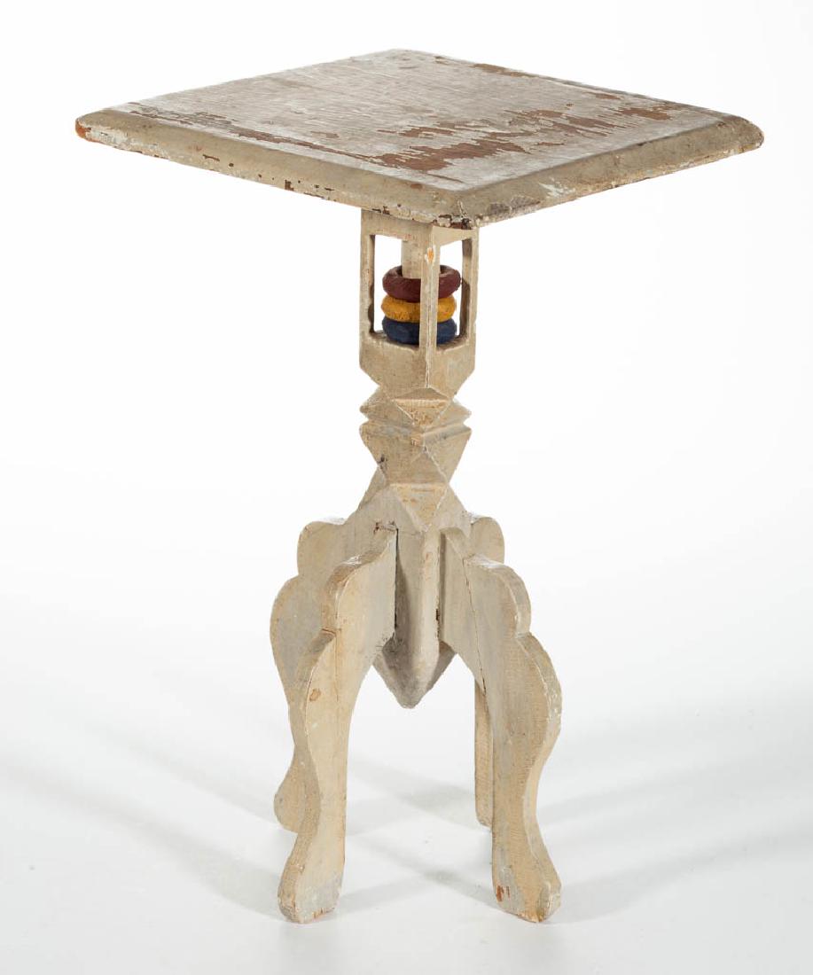 FOLK ART CARVED AND PAINTED CHILD'S TRAMP ART STAND (1 of 1)