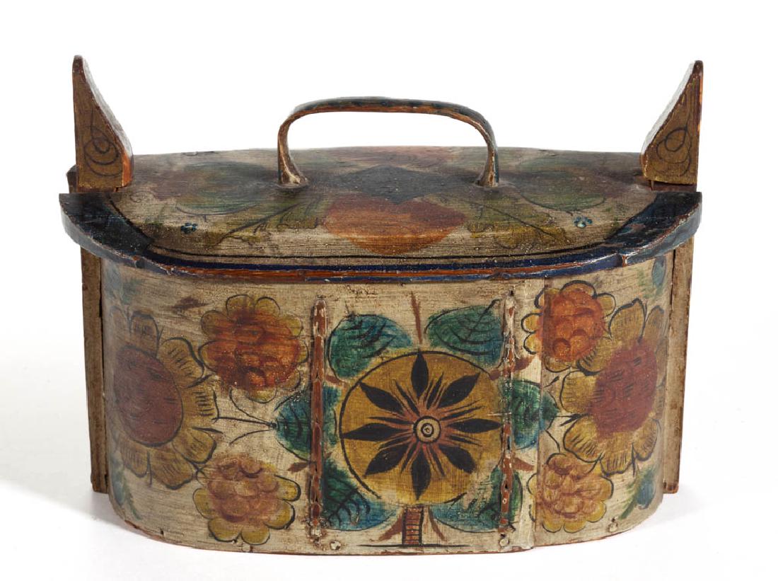 SCANDINAVIAN PAINT-DECORATED PINE TINE / BRIDE'S BOX (1 of 3)