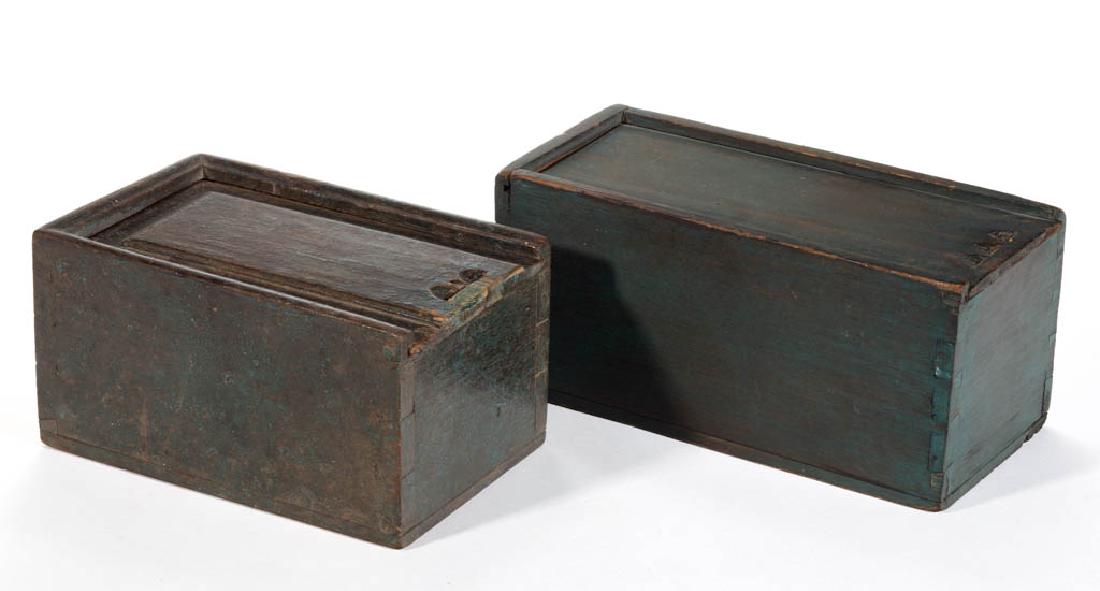 AMERICAN / ENGLISH PAINTED SLIDE-TOP BOXES, LOT OF TWO (1 of 7)