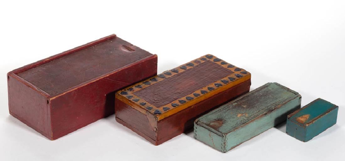 ASSORTED COUNTRY PAINTED BOXES, LOT OF FOUR (1 of 4)