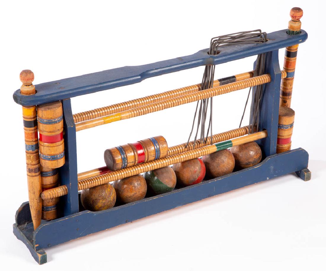 AMERICAN TURNED AND PAINTED CROQUET SET (1 of 1)