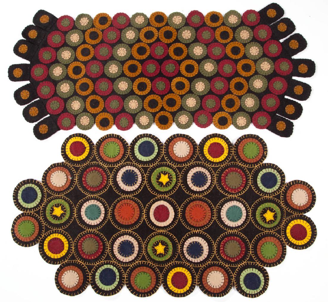 FOLK ART PENNY RUGS / TABLE MATS, LOT OF TWO (1 of 2)