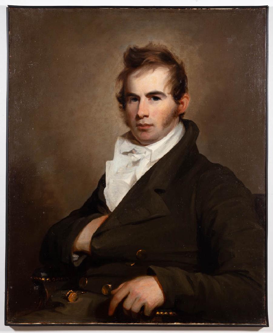 THOMAS SULLY (PENNSYLVANIA, 1783-1872), ATTRIBUTED,: THOMAS SULLY (PENNSYLVANIA, 1783-1872), ATTRIBUTED, PORTRAIT OF FRANCIS CASSATT CLOPPER (1786-1868) OF MONTGOMERY CO., MARYLAND, oil on canvas, (updated 6/19/19) recorded as No. 316 "Mr. Clopper" in t