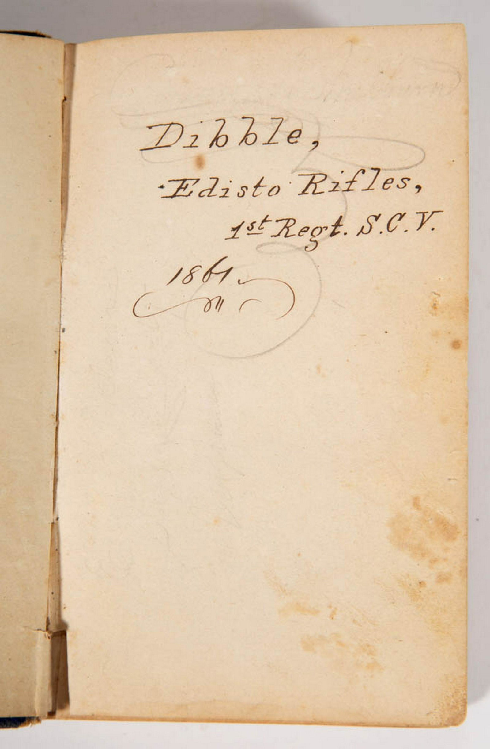 CIVIL WAR SOUTH CAROLINA CONFEDERATE SOLDIER OWNED: CIVIL WAR SOUTH CAROLINA CONFEDERATE SOLDIER OWNED VOLUME, "The Poetical Works of Alfred Tennyson", Boston: Ticknor and Fields, 1860", period ink inscription "Dibble, / Edisto Rifles, / 1st Regt. S.C.