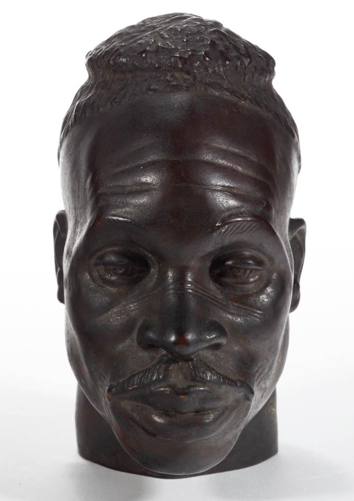 MALVINA CORNELL HOFFMAN (AMERICAN, 1877-1966) BRONZE: MALVINA CORNELL HOFFMAN (AMERICAN, 1877-1966) BRONZE BUST OF A MAN, signed and dated "1929" to reverse with foundry mark "CBW". Original patinated surface. 1929. 5 3/4" HOA.Good overall condition with