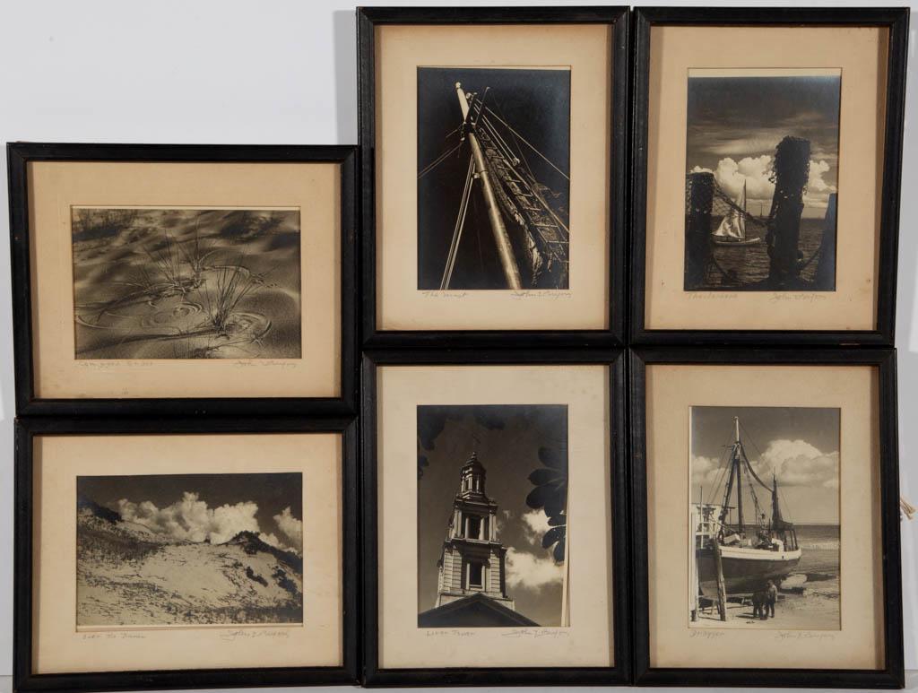 JOHN WORTHINGTON GREGORY (AMERICAN, 1903-1992): JOHN WORTHINGTON GREGORY (AMERICAN, 1903-1992) PHOTOGRAPHS, LOT OF SIX, each probably Cape Cod views, signed on the matting in the lower right corner "John W. Gregory", and titled "Compass Grass", "Ov