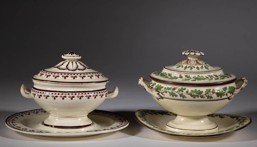 ENGLISH CREAMWARE HANDPAINTED CERAMIC SAUCE TUREENS Nov 15, 2019