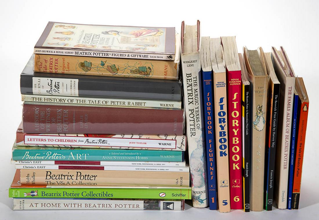 BEATRIX POTTER AND COLLECTIBLES REFERENCE VOLUMES, LOT: BEATRIX POTTER AND COLLECTIBLES REFERENCE VOLUMES, LOT OF 24, including two copies of Christie's, "Beatrix Potter: The Doris Frohnsdorff Collection" auction catalogue; "The Journal of Beatrix Potter",