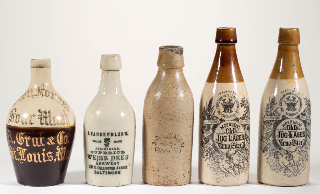 AMERICAN ADVERTISING STONEWARE BOTTLES, LOT OF FOUR (1 of 1)