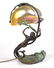 BRONZE ART NOUVEAU NAUTILUS ART GLASS TABLE LAMP - 3