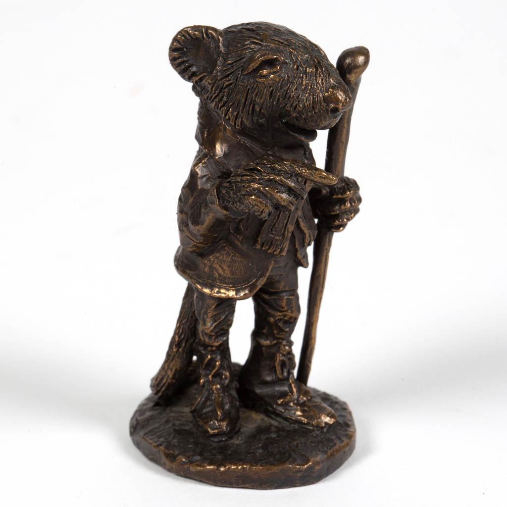 JOHN L. HEATWOLE (SHENANDOAH VALLEY OF VIRGINIA,: JOHN L. HEATWOLE (SHENANDOAH VALLEY OF VIRGINIA, 1948-2006) FOLK ART BRONZE FIGURE, "The Rat" from the Wind in the Willows Series, signed "HEATWOLE" to rear edge of base, hand numbered "2/375" under b