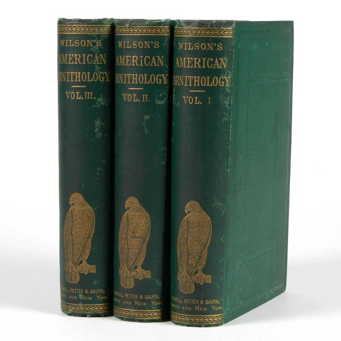 AMERICAN ORNITHOLOGY THREE-VOLUME SET: AMERICAN ORNITHOLOGY THREE-VOLUME SET, Alexander Wilson and Prince Charles Lucien Bonaparte, "American Ornithology; or, The Natural History of the Birds of the United States.", London, Paris & New Yor