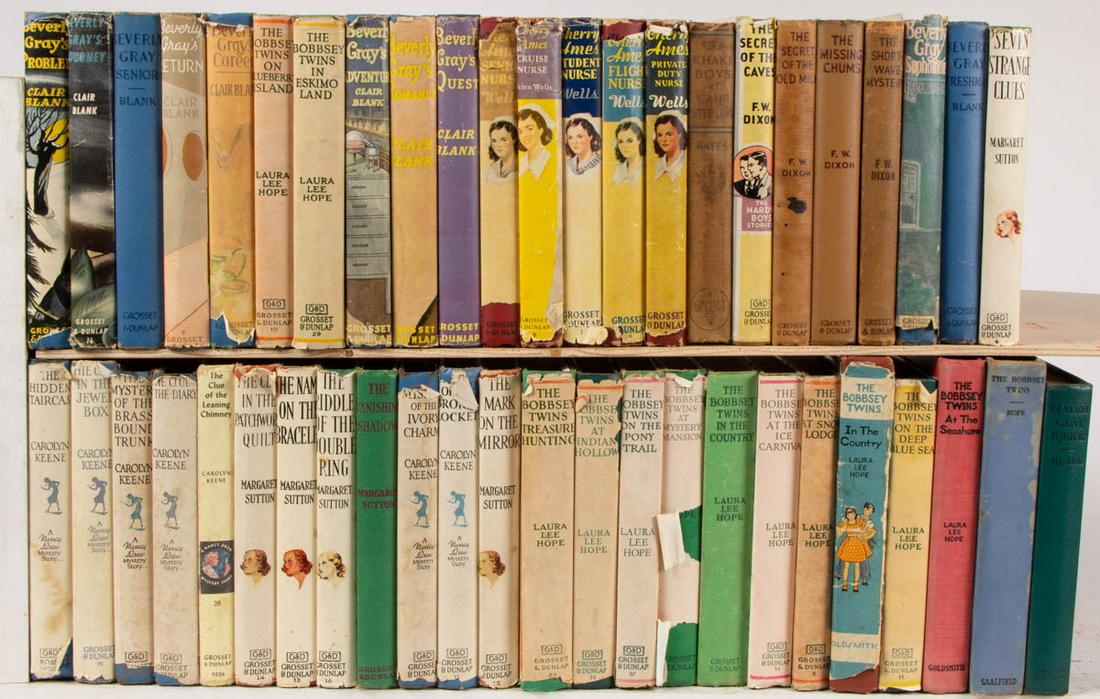 ASSORTED POPULAR YOUNG ADULT SERIES VOLUMES, LOT OF 47: ASSORTED POPULAR YOUNG ADULT SERIES VOLUMES, LOT OF 47, including 13 Bobbsey Twins, 11 Beverly Gray, seven Nancy Drew, and six Judy Bolton Hard covers, most with dust jacket. Good to very good conditi