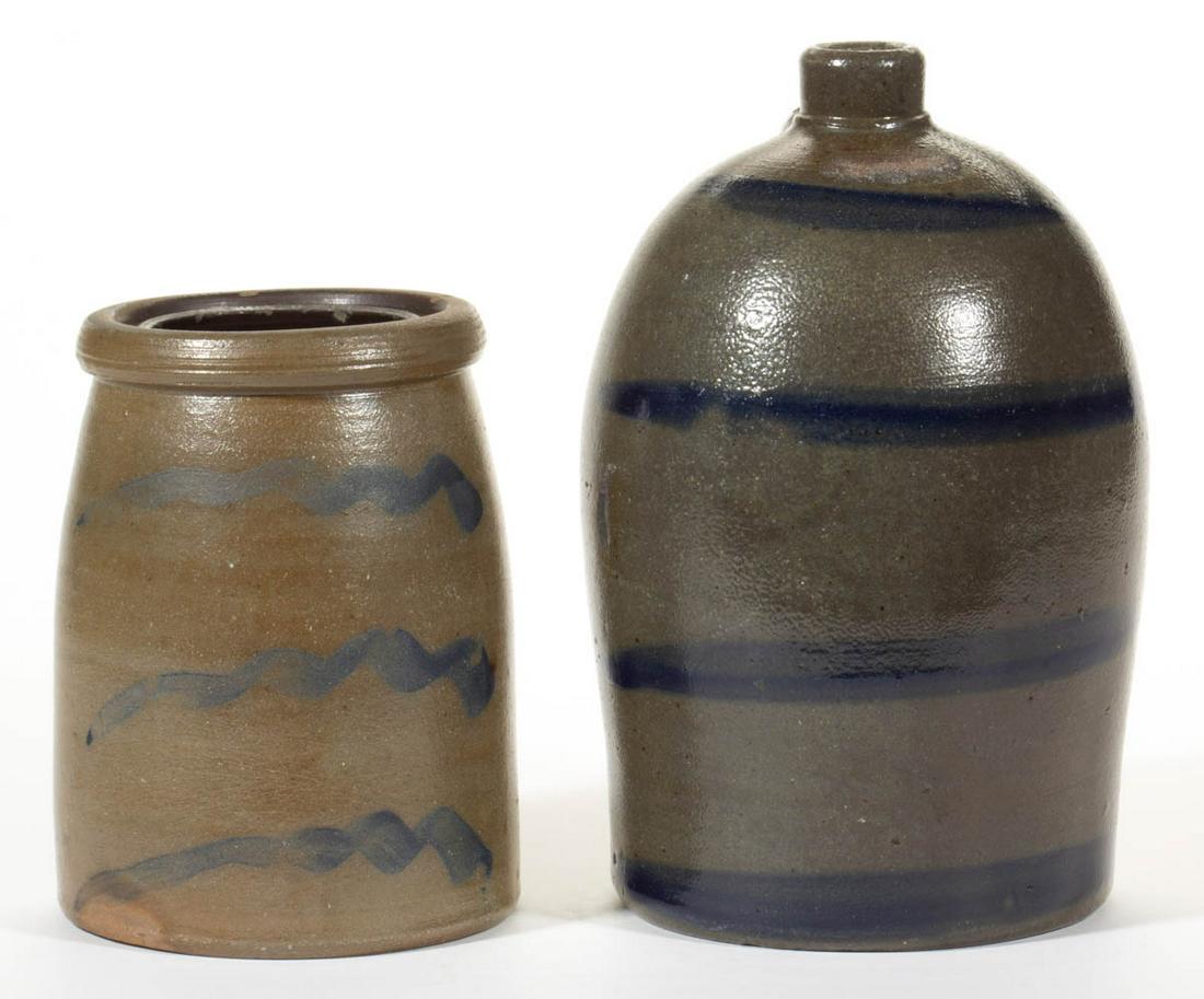 WESTERN PENNSYLVANIA DECORATED STONEWARE VESSELS, LOT (1 of 4)