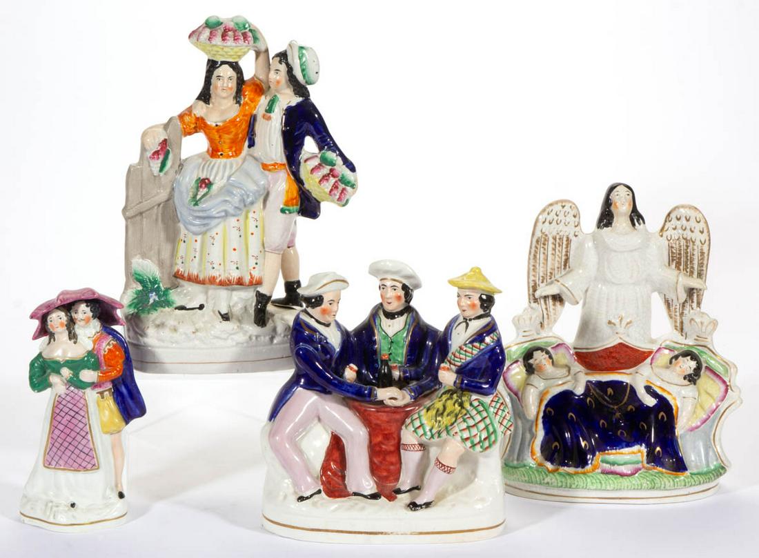 ENGLISH STAFFORDSHIRE HAND-PAINTED CERAMIC FIGURAL (1 of 7)
