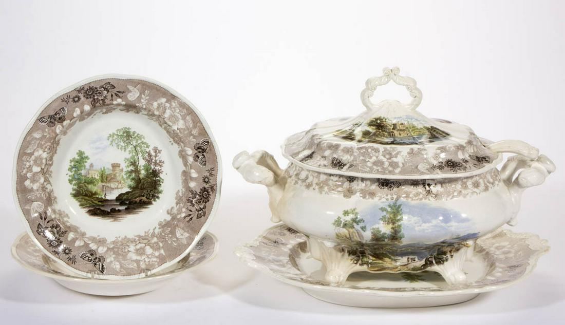 ENGLISH STAFFORDSHIRE MULTI-COLOR TRANSFER-PRINTED (1 of 3)