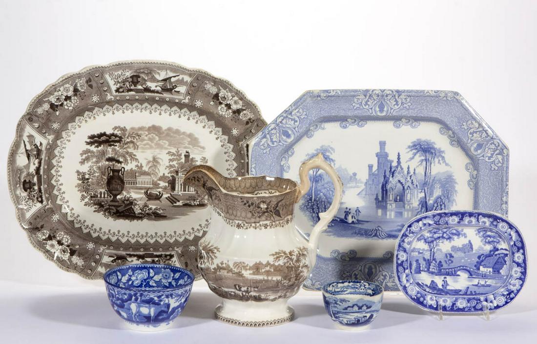 ENGLISH STAFFORDSHIRE TRANSFER-PRINTED CERAMIC TABLE (1 of 4)