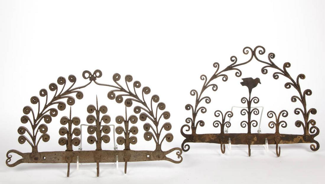 ASSORTED WROUGHT-IRON WALL-MOUNT HOOK RACKS, LOT OF TWO (1 of 3)