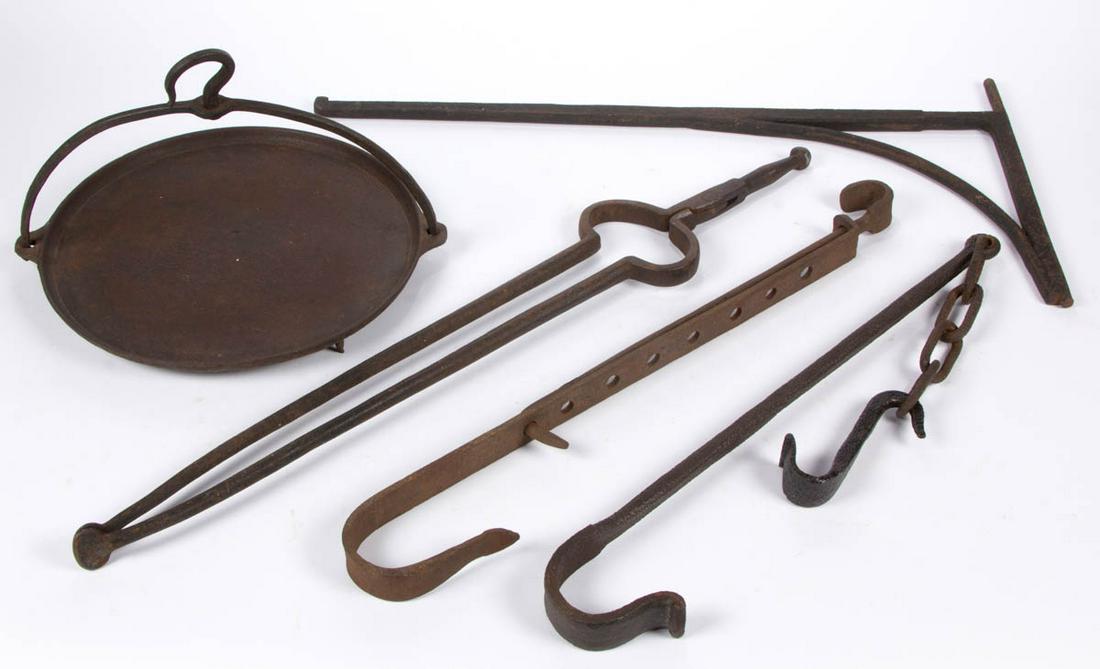 ASSORTED WROUGHT- AND CAST-IRON HEARTH ARTICLES, LOT OF (1 of 1)