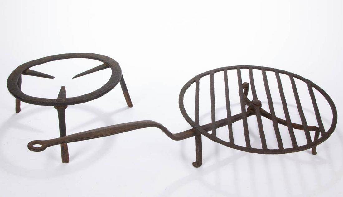 ASSORTED WROUGHT-IRON HEARTH COOKING ARTICLES, LOT OF (1 of 1)