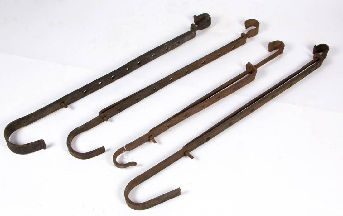 ASSORTED WROUGHT-IRON HEARTH ADJUSTABLE TRAMMELS, LOT (1 of 1)